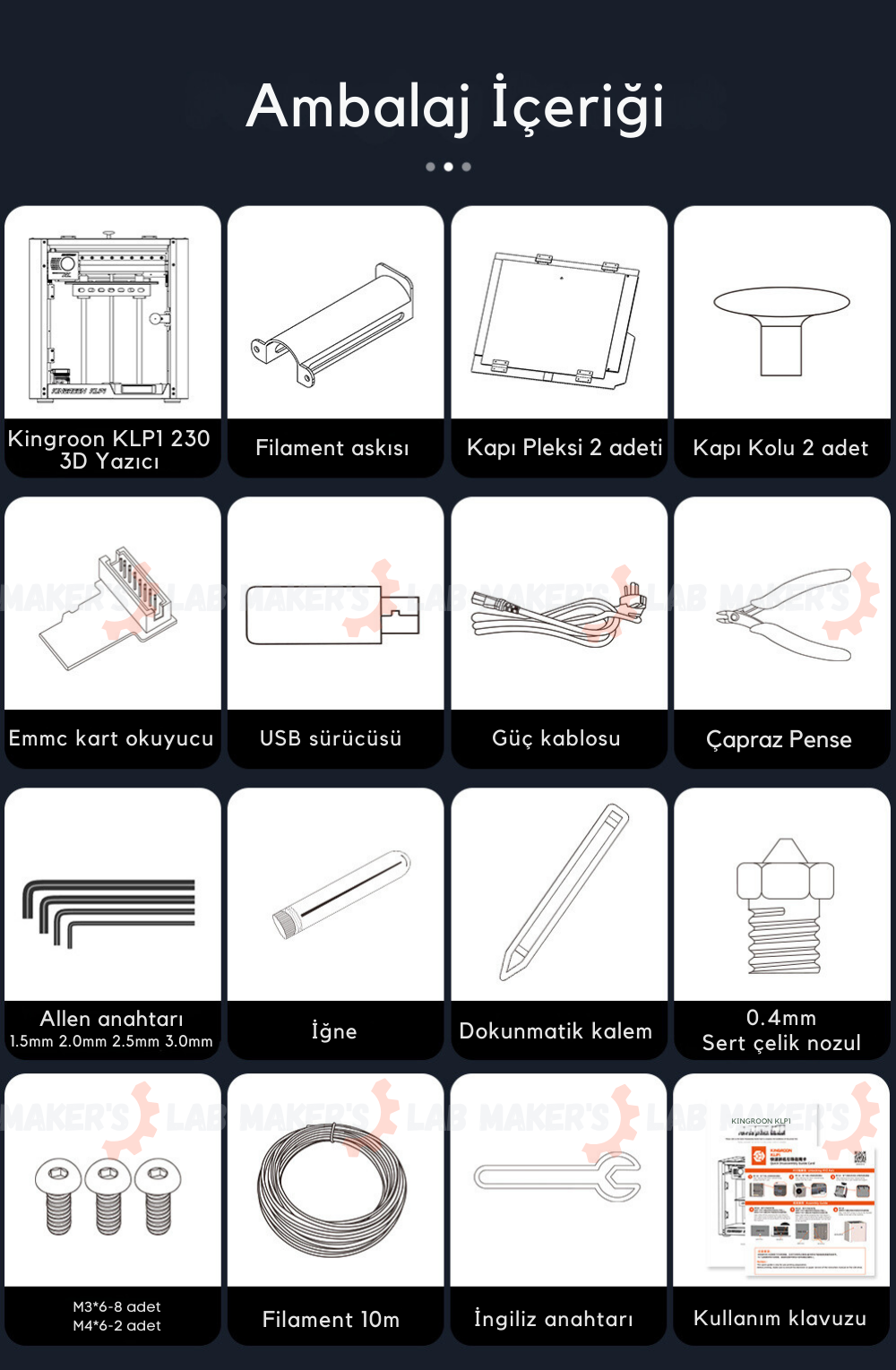 Kingroon KLP1 230 CoreXY Yazıcı - box content